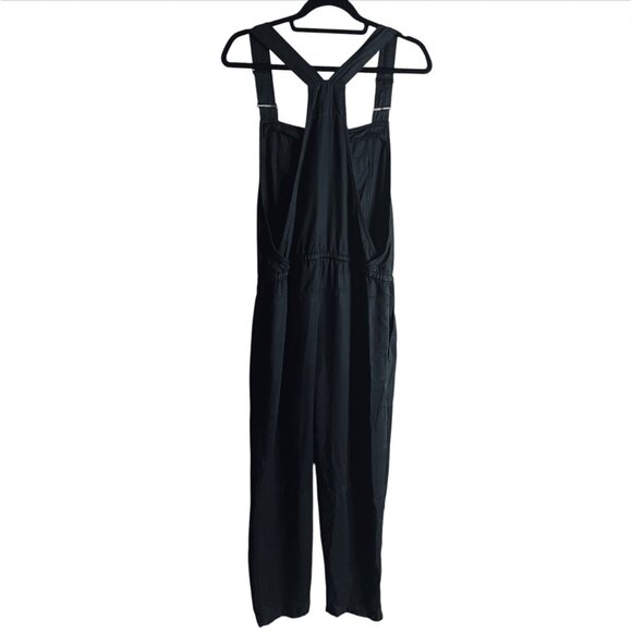 Black Romper Jumpsuit Adjustable Straps Drawstring Waist Zip Pocket Size Small - Picture 1 of 5
